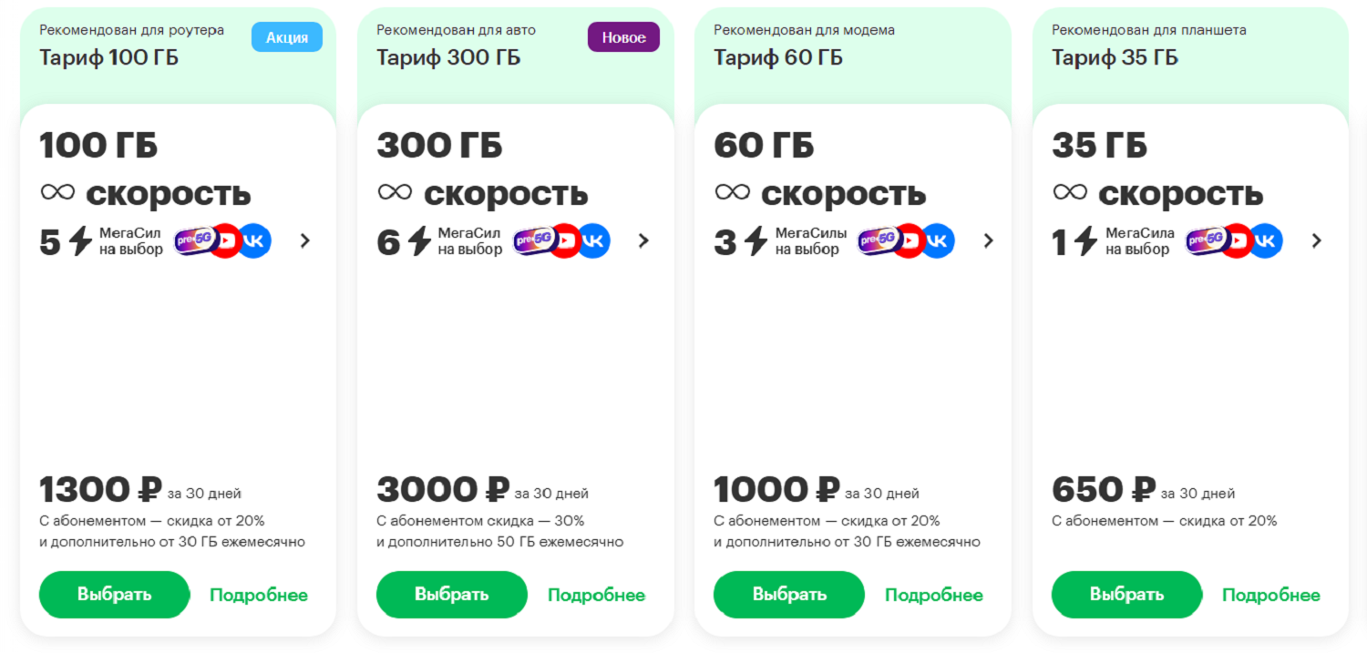 Новая линейка тарифов для интернета от МегаФон