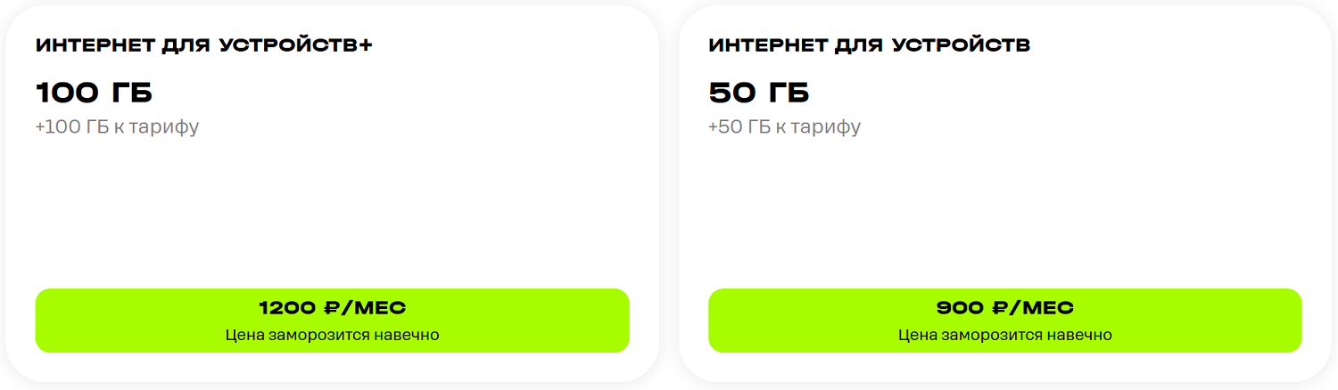 Тарифы "Интернет для устройств" от t2